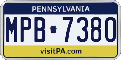 PA license plate MPB7380