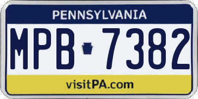 PA license plate MPB7382