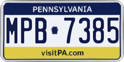 PA license plate MPB7385