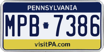 PA license plate MPB7386