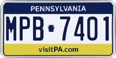 PA license plate MPB7401