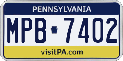 PA license plate MPB7402