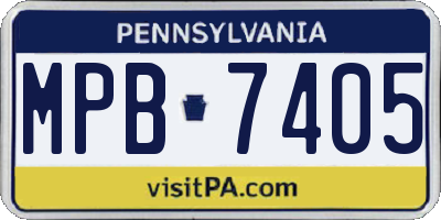 PA license plate MPB7405