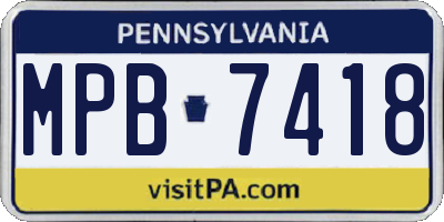PA license plate MPB7418