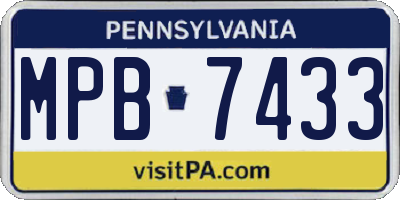 PA license plate MPB7433