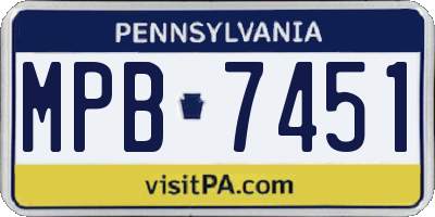 PA license plate MPB7451