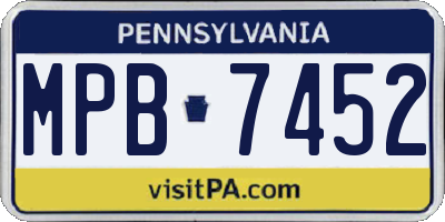 PA license plate MPB7452
