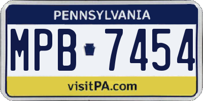 PA license plate MPB7454