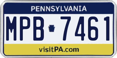 PA license plate MPB7461