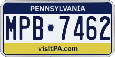 PA license plate MPB7462