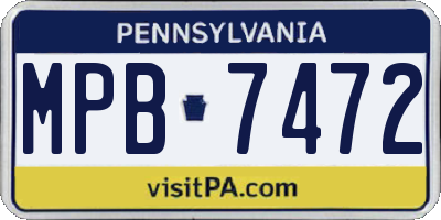PA license plate MPB7472