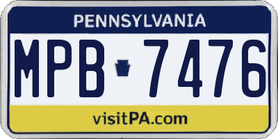 PA license plate MPB7476