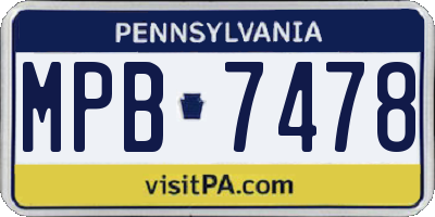 PA license plate MPB7478