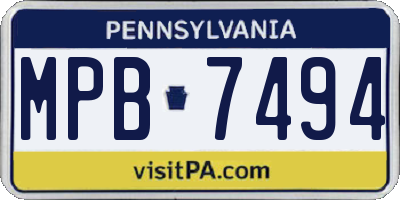 PA license plate MPB7494