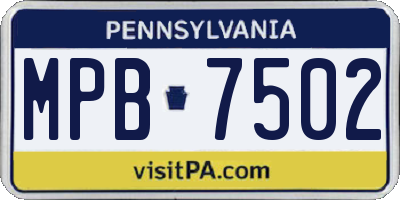 PA license plate MPB7502