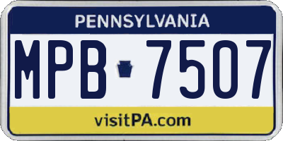 PA license plate MPB7507