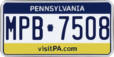PA license plate MPB7508