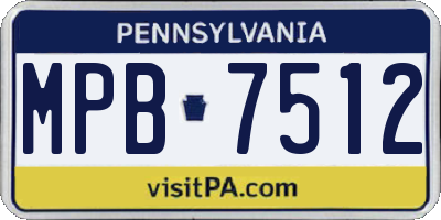 PA license plate MPB7512