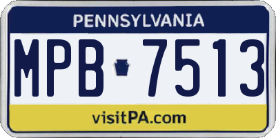 PA license plate MPB7513