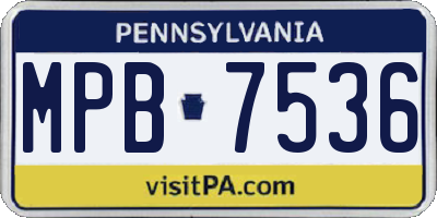 PA license plate MPB7536