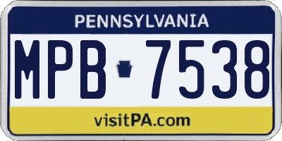 PA license plate MPB7538