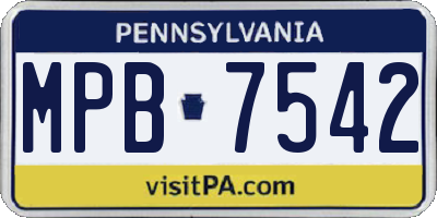 PA license plate MPB7542