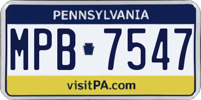 PA license plate MPB7547