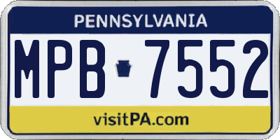 PA license plate MPB7552