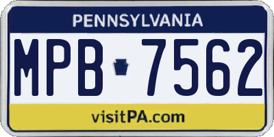 PA license plate MPB7562
