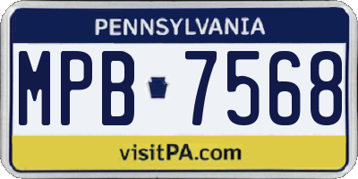 PA license plate MPB7568