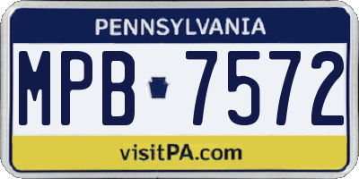 PA license plate MPB7572