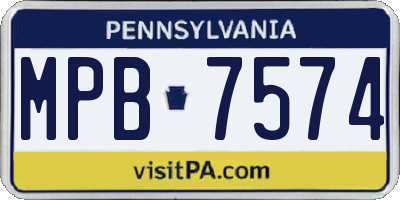 PA license plate MPB7574