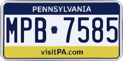 PA license plate MPB7585