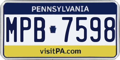 PA license plate MPB7598