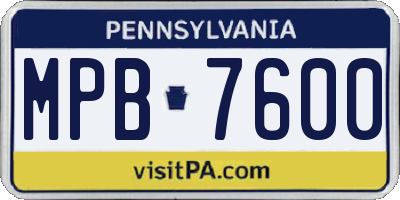PA license plate MPB7600
