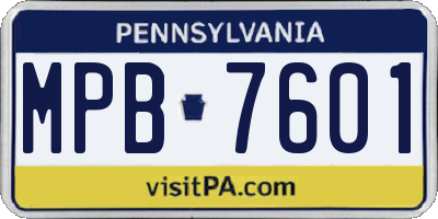 PA license plate MPB7601