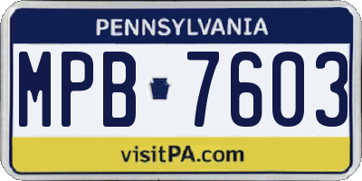 PA license plate MPB7603