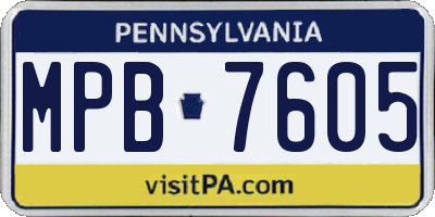 PA license plate MPB7605
