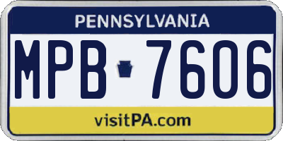 PA license plate MPB7606