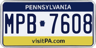 PA license plate MPB7608