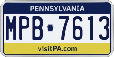 PA license plate MPB7613