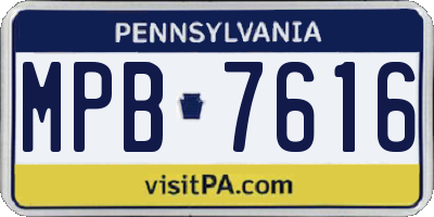 PA license plate MPB7616