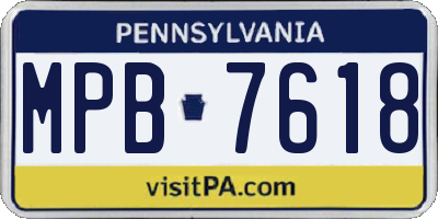 PA license plate MPB7618