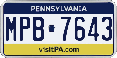 PA license plate MPB7643