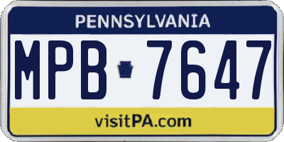 PA license plate MPB7647