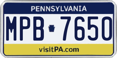 PA license plate MPB7650