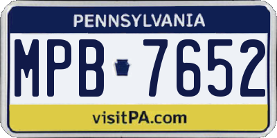 PA license plate MPB7652