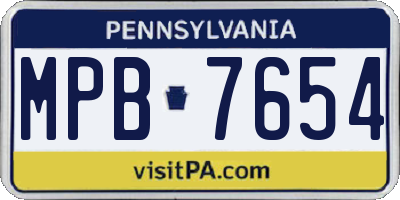 PA license plate MPB7654