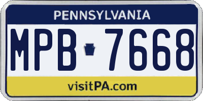 PA license plate MPB7668