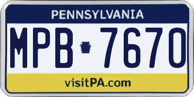 PA license plate MPB7670